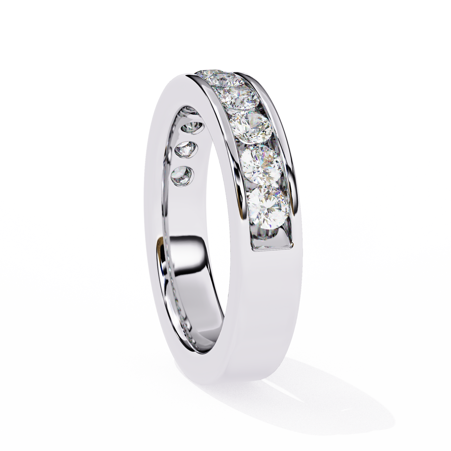 round diamond channel-set eternity band – modern elegance in 925 silver, 10k/14k gold (rose, white, yellow), or platinum – finora signature sparkle