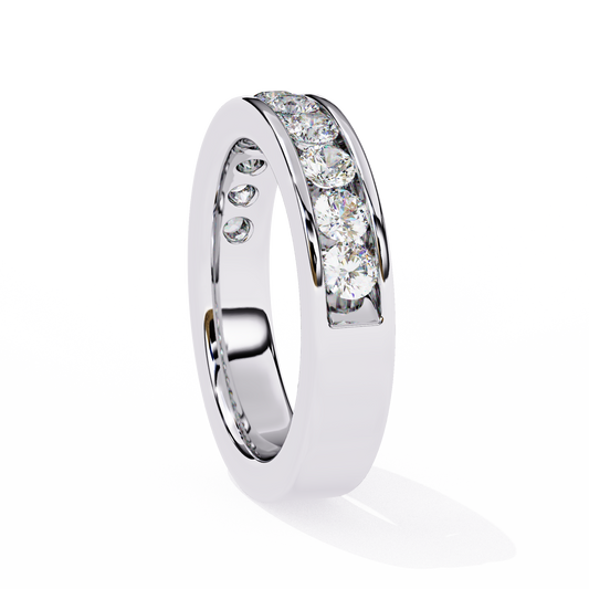 Round Diamond Channel-Set Eternity Band – Modern Elegance in 925 Silver, 10K/14K Gold (Rose, White, Yellow), or Platinum – Finora Signature Sparkle