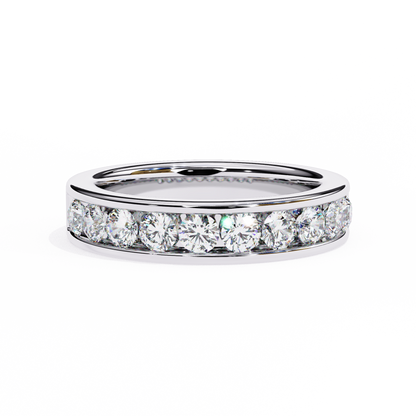Round Diamond Channel-Set Eternity Band – Modern Elegance in 925 Silver, 10K/14K Gold (Rose, White, Yellow), or Platinum – Finora Signature Sparkle