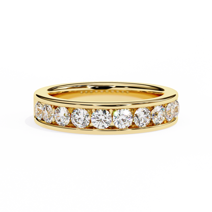 Round Diamond Channel-Set Eternity Band – Modern Elegance in 925 Silver, 10K/14K Gold (Rose, White, Yellow), or Platinum – Finora Signature Sparkle