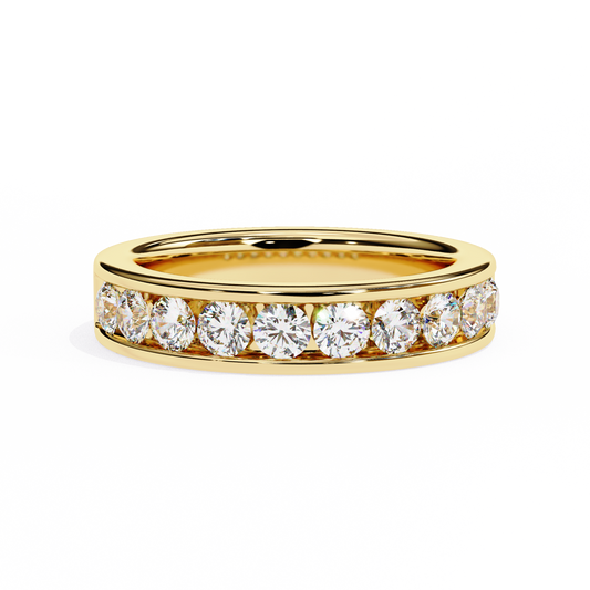 Round Diamond Channel-Set Eternity Band – Modern Elegance in 925 Silver, 10K/14K Gold (Rose, White, Yellow), or Platinum – Finora Signature Sparkle