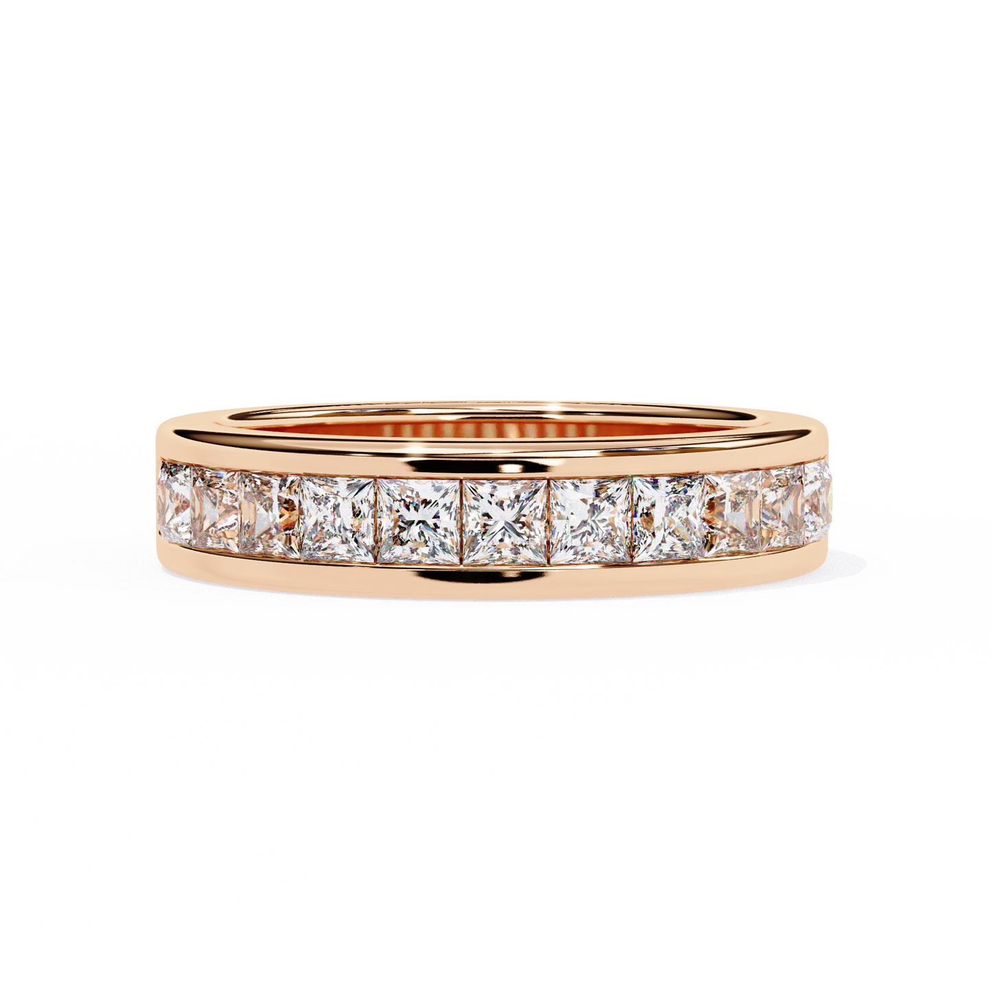 princess-cut diamond channel-set eternity band – sleek radiance in platinum – finora modern classic