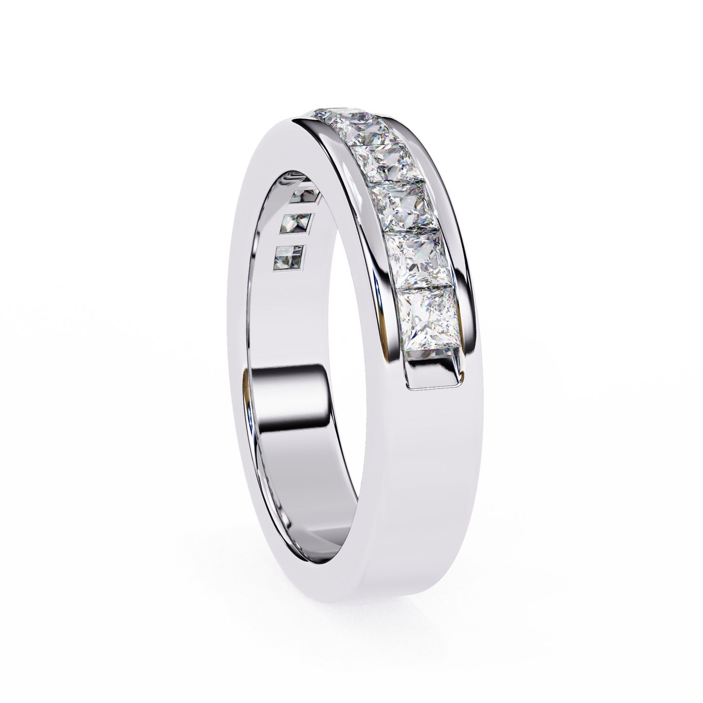 princess-cut diamond channel-set eternity band – sleek radiance in platinum – finora modern classic