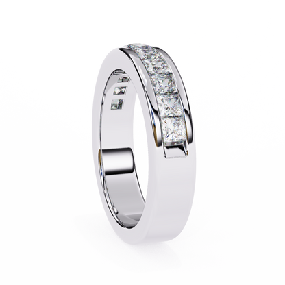 Princess-Cut Diamond Channel-Set Eternity Band – Sleek Radiance in Platinum – Finora Modern Classic