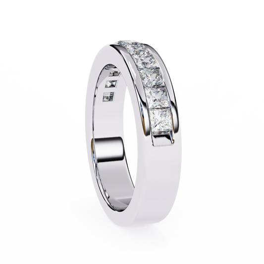 Princess-Cut Diamond Channel-Set Eternity Band – Sleek Radiance in Platinum – Finora Modern Classic
