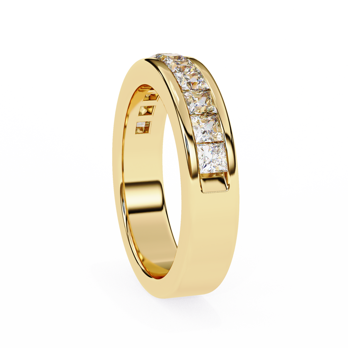 princess-cut diamond channel-set eternity band – sleek radiance in platinum – finora modern classic