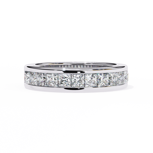 Princess-Cut Diamond Channel-Set Eternity Band – Sleek Radiance in Platinum – Finora Modern Classic