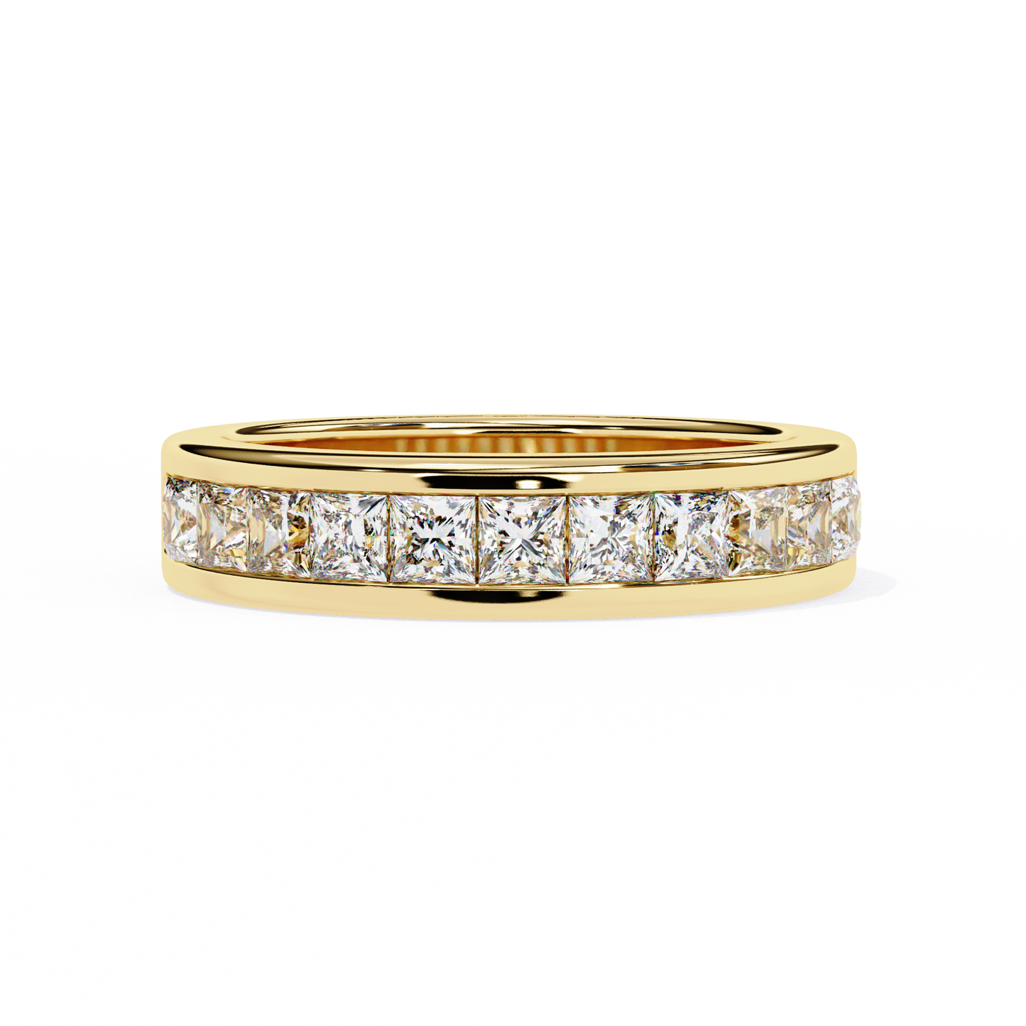 princess-cut diamond channel-set eternity band – sleek radiance in platinum – finora modern classic