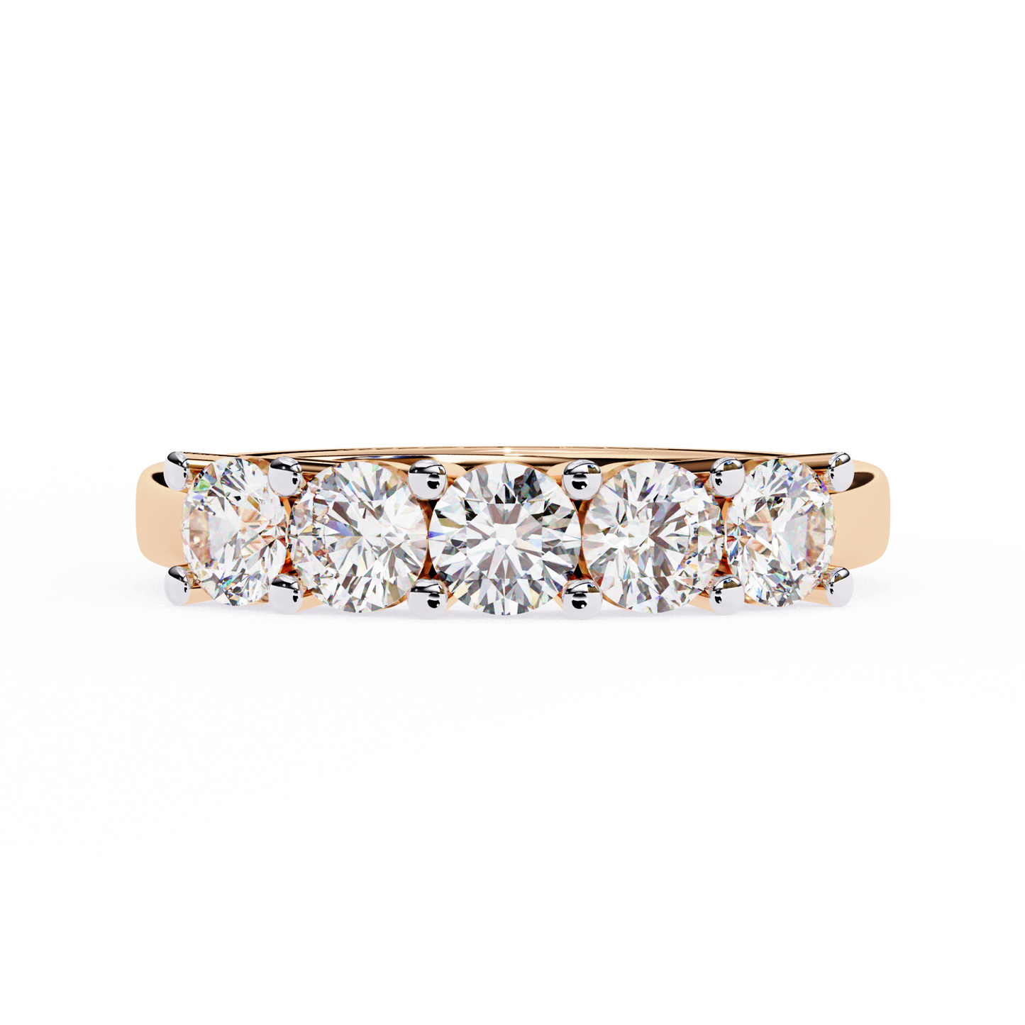 five-stone round brilliant diamond band – classic elegance in 925 sterling silver, 10k/14k gold (rose, white, yellow), or platinum – finora signature design