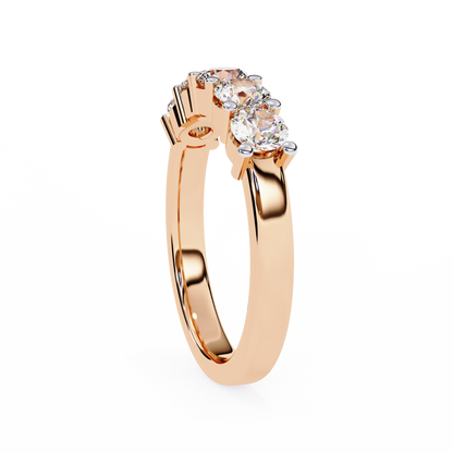 Five-Stone Round Brilliant Diamond Band – Classic Elegance in 925 Sterling Silver, 10K/14K Gold (Rose, White, Yellow), or Platinum – Finora Signature Design