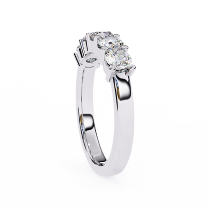 Five-Stone Round Brilliant Diamond Band – Classic Elegance in 925 Sterling Silver, 10K/14K Gold (Rose, White, Yellow), or Platinum – Finora Signature Design
