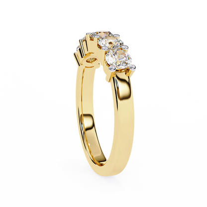 Five-Stone Round Brilliant Diamond Band – Classic Elegance in 925 Sterling Silver, 10K/14K Gold (Rose, White, Yellow), or Platinum – Finora Signature Design