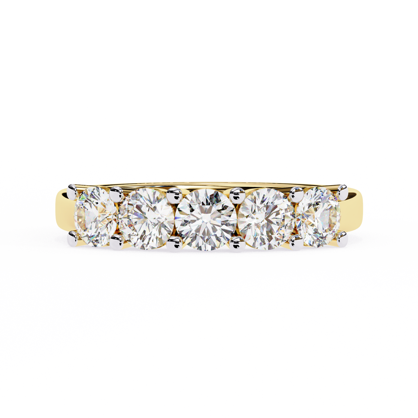 five-stone round brilliant diamond band – classic elegance in 925 sterling silver, 10k/14k gold (rose, white, yellow), or platinum – finora signature design