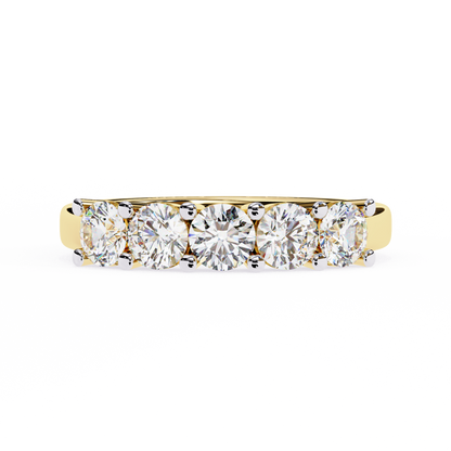 Five-Stone Round Brilliant Diamond Band – Classic Elegance in 925 Sterling Silver, 10K/14K Gold (Rose, White, Yellow), or Platinum – Finora Signature Design