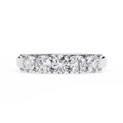 Five-Stone Round Brilliant Diamond Band – Classic Elegance in 925 Sterling Silver, 10K/14K Gold (Rose, White, Yellow), or Platinum – Finora Signature Design