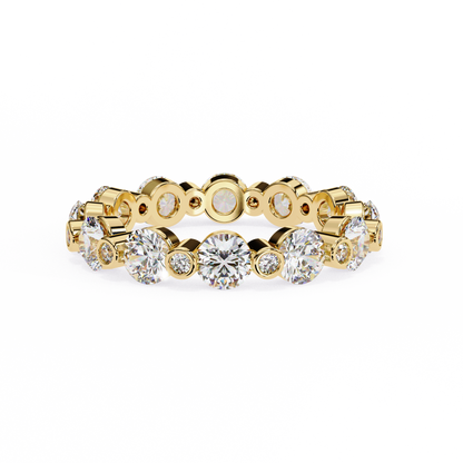 Alternating Bezel-Set Diamond Eternity Band Ring in 925 Silver, 10K/14K Gold (Rose/White/Yellow), & Platinum – Finora Jewelry