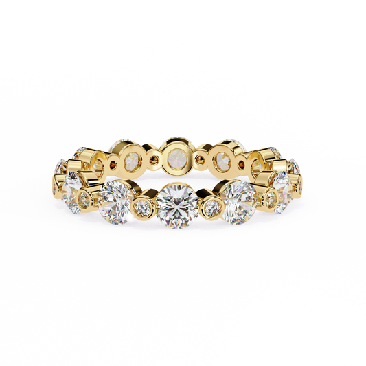 Alternating Bezel-Set Diamond Eternity Band Ring in 925 Silver, 10K/14K Gold (Rose/White/Yellow), & Platinum – Finora Jewelry