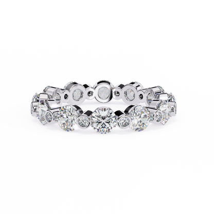 Alternating Bezel-Set Diamond Eternity Band Ring in 925 Silver, 10K/14K Gold (Rose/White/Yellow), & Platinum – Finora Jewelry