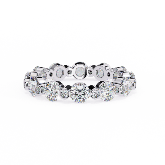 Alternating Bezel-Set Diamond Eternity Band Ring in 925 Silver, 10K/14K Gold (Rose/White/Yellow), & Platinum – Finora Jewelry