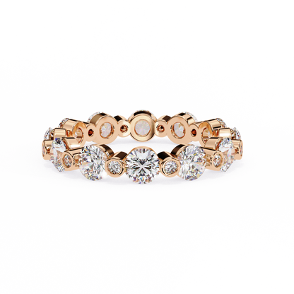 Alternating Bezel-Set Diamond Eternity Band Ring in 925 Silver, 10K/14K Gold (Rose/White/Yellow), & Platinum – Finora Jewelry