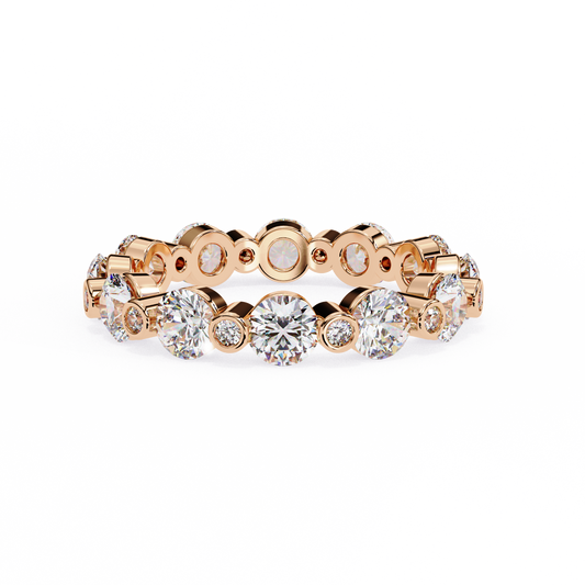 Alternating Bezel-Set Diamond Eternity Band Ring in 925 Silver, 10K/14K Gold (Rose/White/Yellow), & Platinum – Finora Jewelry