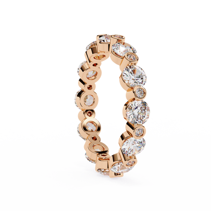 Alternating Bezel-Set Diamond Eternity Band Ring in 925 Silver, 10K/14K Gold (Rose/White/Yellow), & Platinum – Finora Jewelry