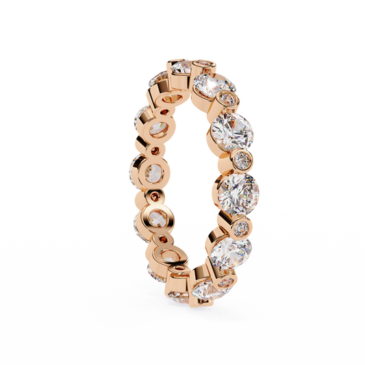 Alternating Bezel-Set Diamond Eternity Band Ring in 925 Silver, 10K/14K Gold (Rose/White/Yellow), & Platinum – Finora Jewelry