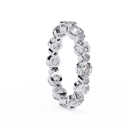 Alternating Bezel-Set Diamond Eternity Band Ring in 925 Silver, 10K/14K Gold (Rose/White/Yellow), & Platinum – Finora Jewelry