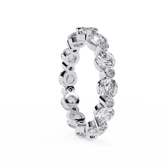 Alternating Bezel-Set Diamond Eternity Band Ring in 925 Silver, 10K/14K Gold (Rose/White/Yellow), & Platinum – Finora Jewelry