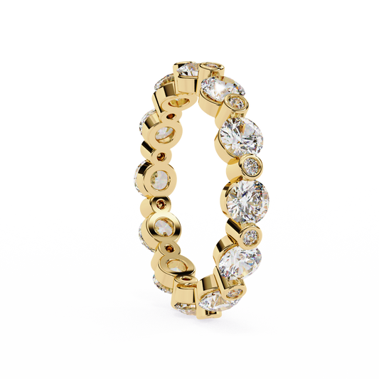 Alternating Bezel-Set Diamond Eternity Band Ring in 925 Silver, 10K/14K Gold (Rose/White/Yellow), & Platinum – Finora Jewelry