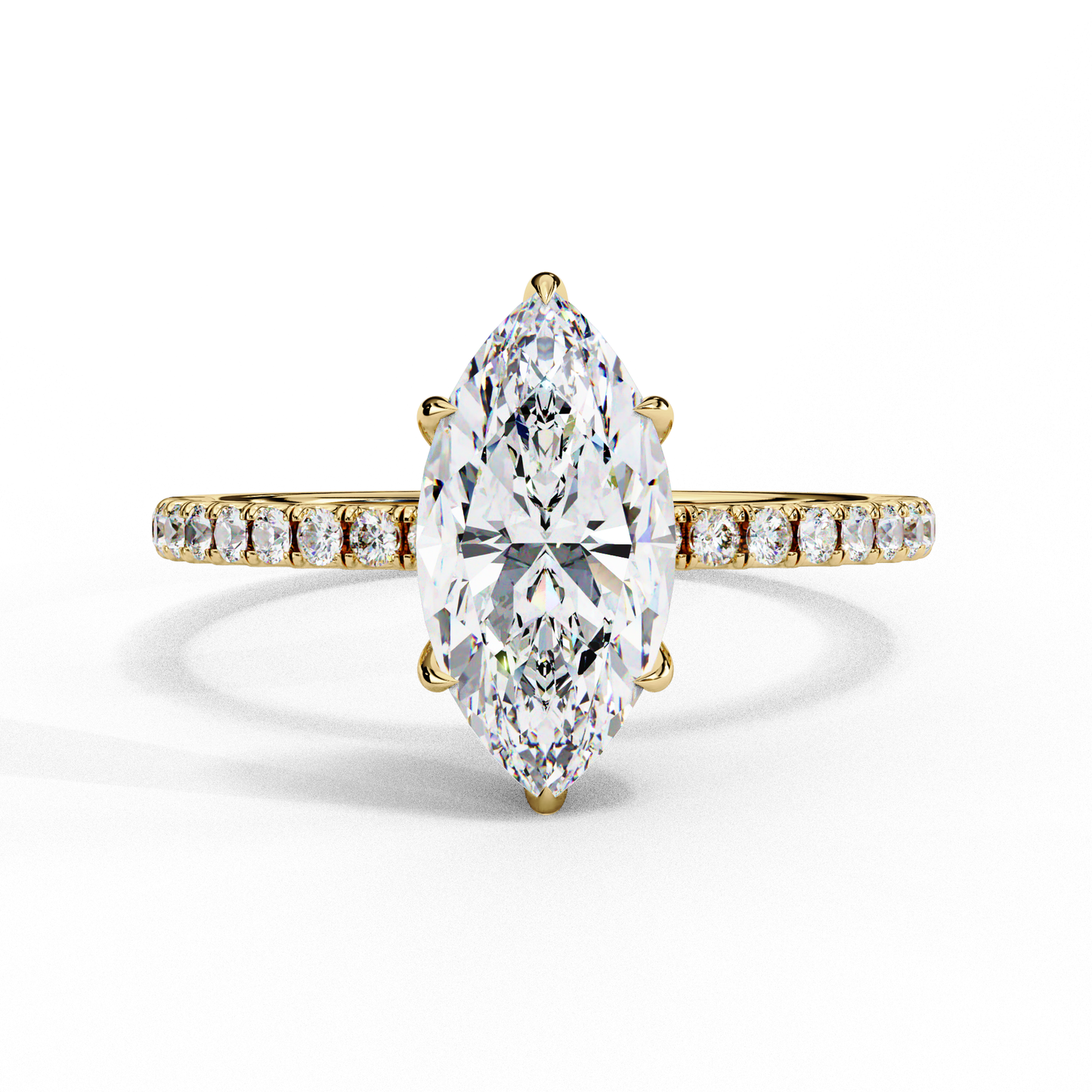 marquise cut moissanite engagement ring – 1.41 ct center – pavé band – 925 silver / 10k & 14k gold / platinum | finora jewelry