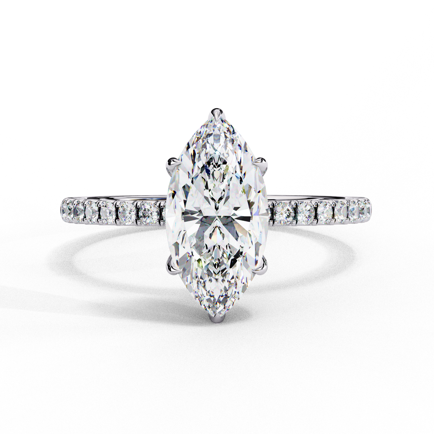 marquise cut moissanite engagement ring – 1.41 ct center – pavé band – 925 silver / 10k & 14k gold / platinum | finora jewelry