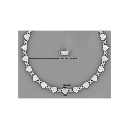 15mm Moissanite Silver Heart XO Link Chain - Iced Out Valentine Choker