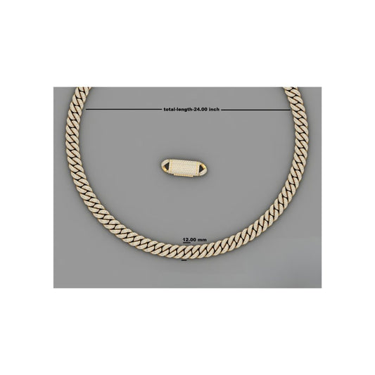 12mm Moissanite Yellow Gold Miami Cuban Link Chain - Classic Iced Out Neck Chain