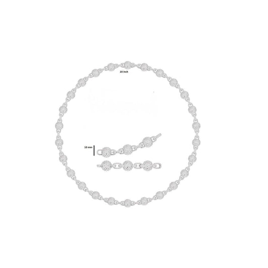 Moissanite Silver Ball Link Chain - Iced Out Round Baller Necklace