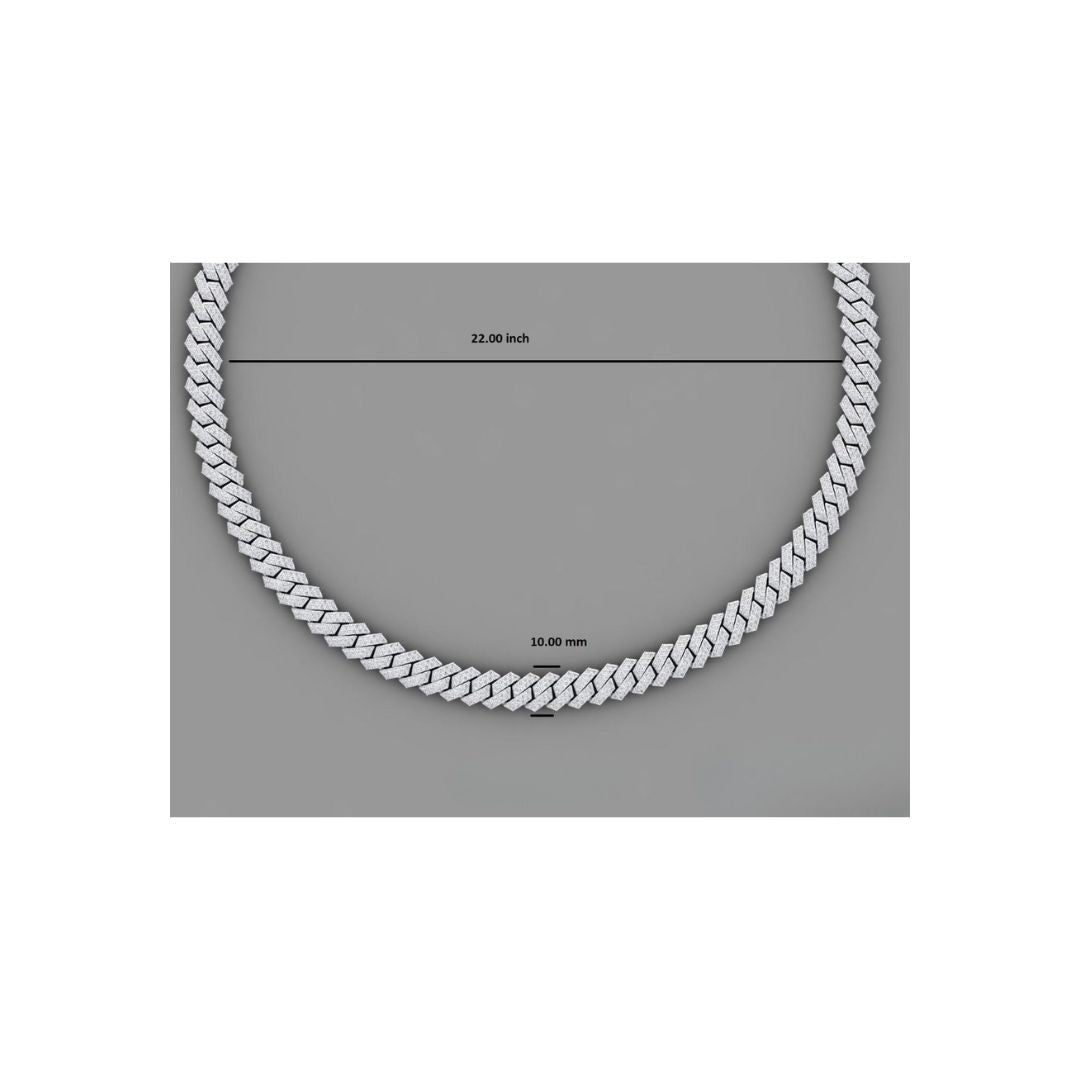 10mm moissanite silver prong cuban link chain - sharp geometric iced choker