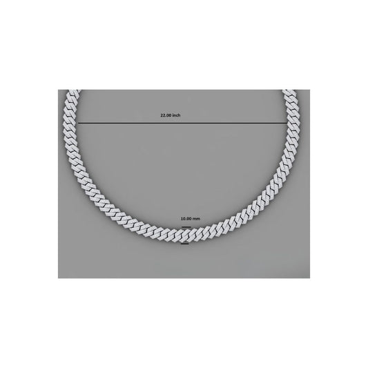 10mm Moissanite Silver Prong Cuban Link Chain - Sharp Geometric Iced Choker