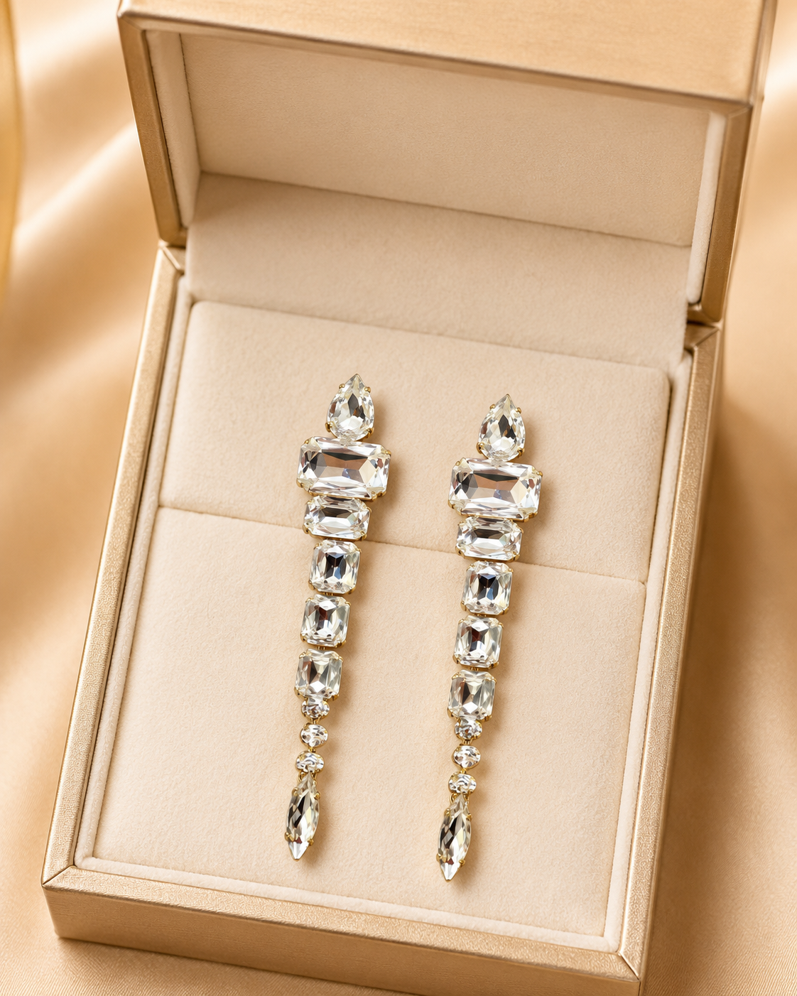 cascading crystal statement drop earrings