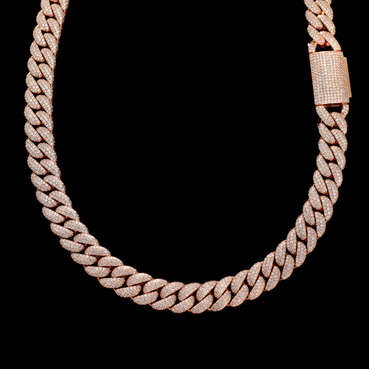 Rose Gold Miami Cuban Link Chain - Iced Out Choker