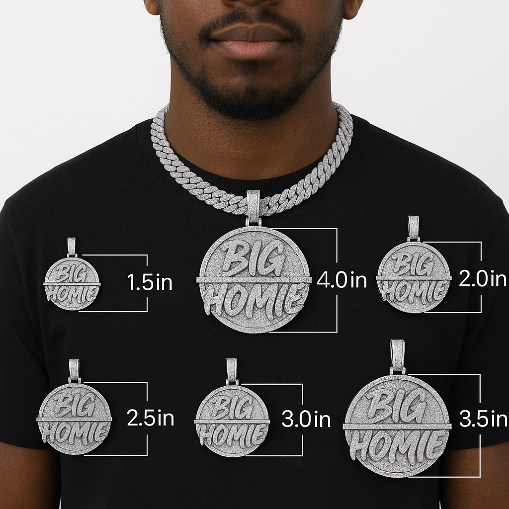 custom round pendant with moissanite stones