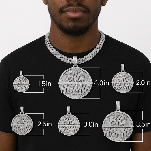 Custom round pendant with moissanite stones