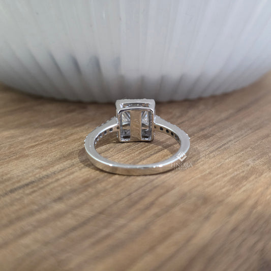 1.50 CT Princess Cut Moissanite Halo Engagement Ring in 925 Silver / 10K & 14K Gold