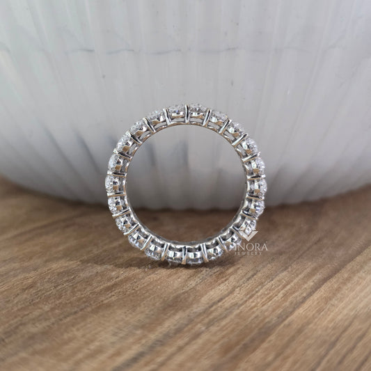 Oval Cut Moissanite Eternity Wedding Band in 925 Sterling Silver / 10K & 14K Gold