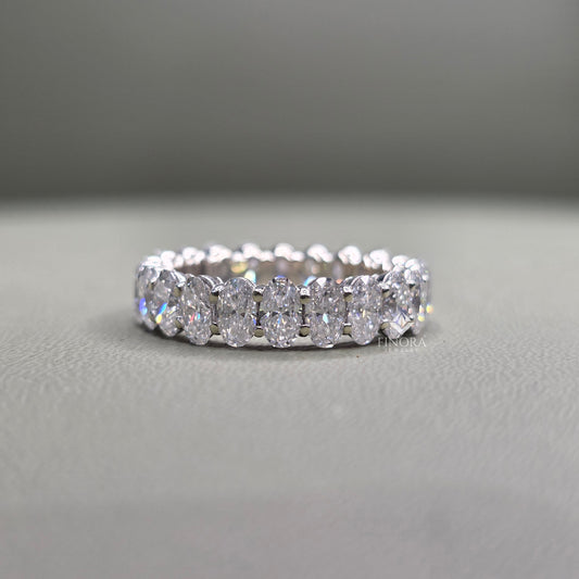 Oval Cut Moissanite Eternity Wedding Band in 925 Sterling Silver / 10K & 14K Gold