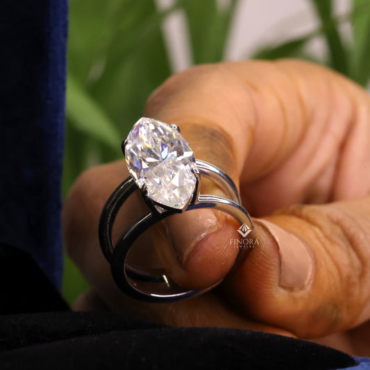Marquise Cut Moissanite Solitaire Engagement Ring 4.94 CT in 925 Sterling Silver / 10K & 14K Gold