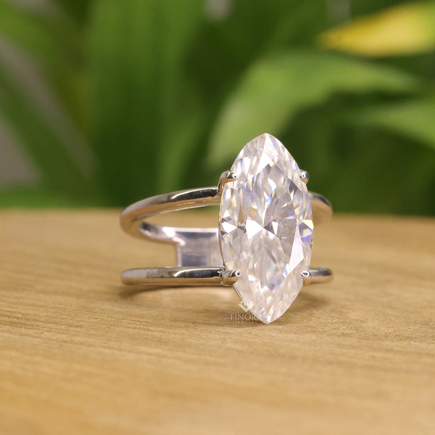marquise cut moissanite solitaire engagement ring 4.94 ct in 925 sterling silver / 10k & 14k gold