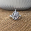 Pear Cut Moissanite Halo Engagement Ring 1.68 CT with Marquise & Round Side Stones in 925 Silver / 10K & 14K Gold