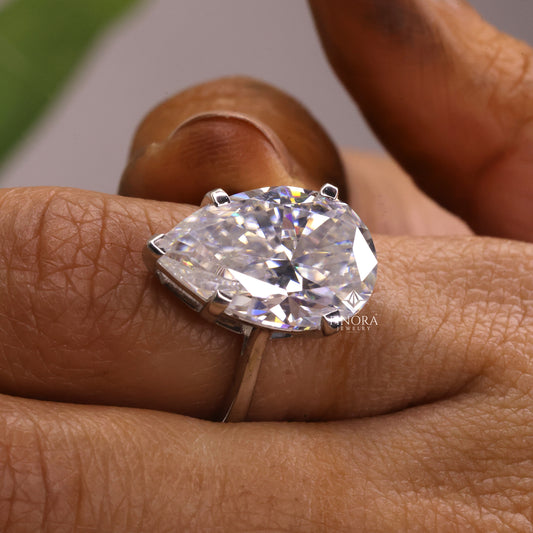 8.08 CT Pear Cut Moissanite Solitaire Engagement Ring in 925 Silver / 10K & 14K Gold