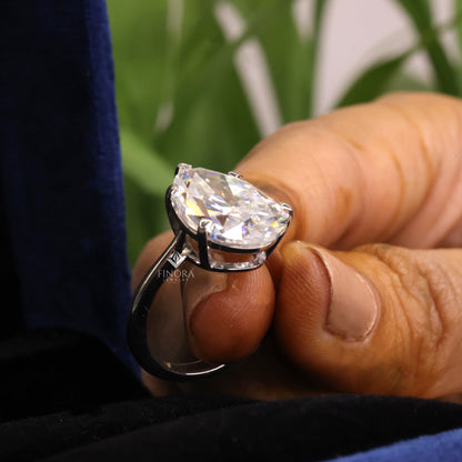 8.08 CT Pear Cut Moissanite Solitaire Engagement Ring in 925 Silver / 10K & 14K Gold