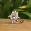 5.41 CT Round Cut Moissanite Halo Engagement Ring with Pear & Round Side Stones | Finora Jewelry